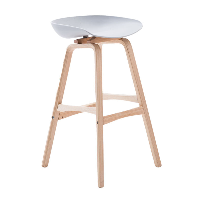 Nordic Wood Low Back Barstool Simple Indoor Tall Stool with Bucket Seat Light Gray 1 Piece Clearhalo 'Bar Furniture' 'Bar Stools' 'bar_stools' 'furn' 'furn_bar_stools' 'furniture_bar_stools' 'Kitchen & Dining Furniture' 'kitchen&dining_furn' 'kitchen' 'kitchen_furn' Furniture' 4611947