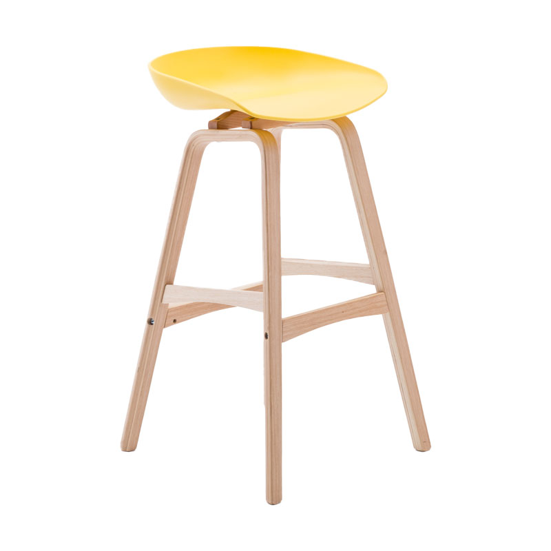 Nordic Wood Low Back Barstool Simple Indoor Tall Stool with Bucket Seat Yellow 1 Piece Clearhalo 'Bar Furniture' 'Bar Stools' 'bar_stools' 'furn' 'furn_bar_stools' 'furniture_bar_stools' 'Kitchen & Dining Furniture' 'kitchen&dining_furn' 'kitchen' 'kitchen_furn' Furniture' 4611950