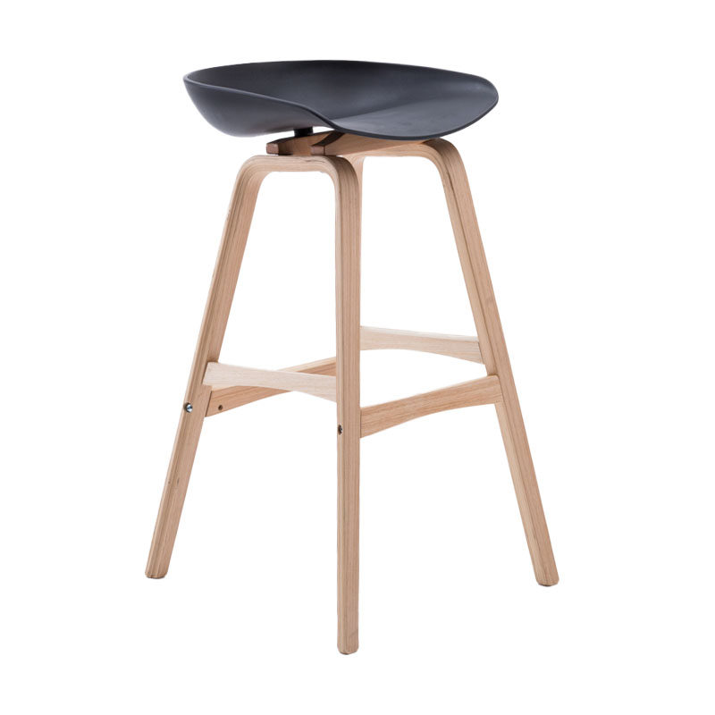 Nordic Wood Low Back Barstool Simple Indoor Tall Stool with Bucket Seat Black 1 Piece Clearhalo 'Bar Furniture' 'Bar Stools' 'bar_stools' 'furn' 'furn_bar_stools' 'furniture_bar_stools' 'Kitchen & Dining Furniture' 'kitchen&dining_furn' 'kitchen' 'kitchen_furn' Furniture' 4611953