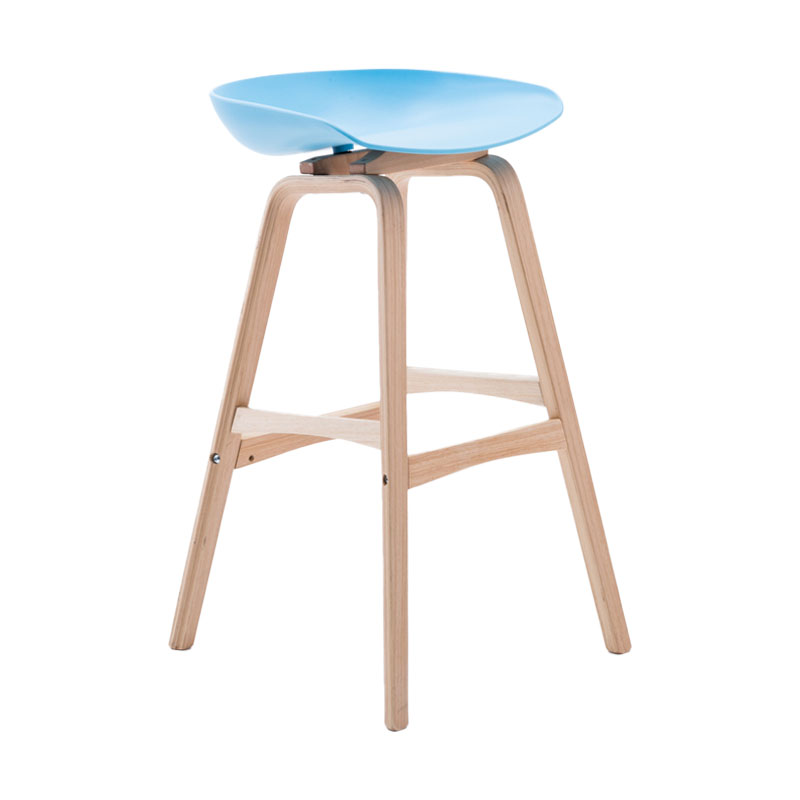 Nordic Wood Low Back Barstool Simple Indoor Tall Stool with Bucket Seat Sky Blue 1 Piece Clearhalo 'Bar Furniture' 'Bar Stools' 'bar_stools' 'furn' 'furn_bar_stools' 'furniture_bar_stools' 'Kitchen & Dining Furniture' 'kitchen&dining_furn' 'kitchen' 'kitchen_furn' Furniture' 4611954