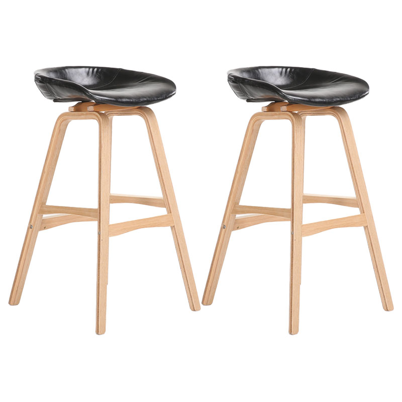 Nordic Wood Low Back Barstool Simple Indoor Tall Stool with Bucket Seat Textured Black 2 Piece Set Clearhalo 'Bar Furniture' 'Bar Stools' 'bar_stools' 'furn' 'furn_bar_stools' 'furniture_bar_stools' 'Kitchen & Dining Furniture' 'kitchen&dining_furn' 'kitchen' 'kitchen_furn' Furniture' 4611955