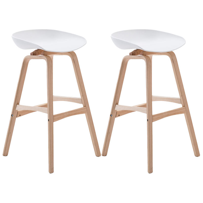 Nordic Wood Low Back Barstool Simple Indoor Tall Stool with Bucket Seat White 2 Piece Set Clearhalo 'Bar Furniture' 'Bar Stools' 'bar_stools' 'furn' 'furn_bar_stools' 'furniture_bar_stools' 'Kitchen & Dining Furniture' 'kitchen&dining_furn' 'kitchen' 'kitchen_furn' Furniture' 4611956