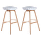 Nordic Wood Low Back Barstool Simple Indoor Tall Stool with Bucket Seat Light Gray 2 Piece Set Clearhalo 'Bar Furniture' 'Bar Stools' 'bar_stools' 'furn' 'furn_bar_stools' 'furniture_bar_stools' 'Kitchen & Dining Furniture' 'kitchen&dining_furn' 'kitchen' 'kitchen_furn' Furniture' 4611962