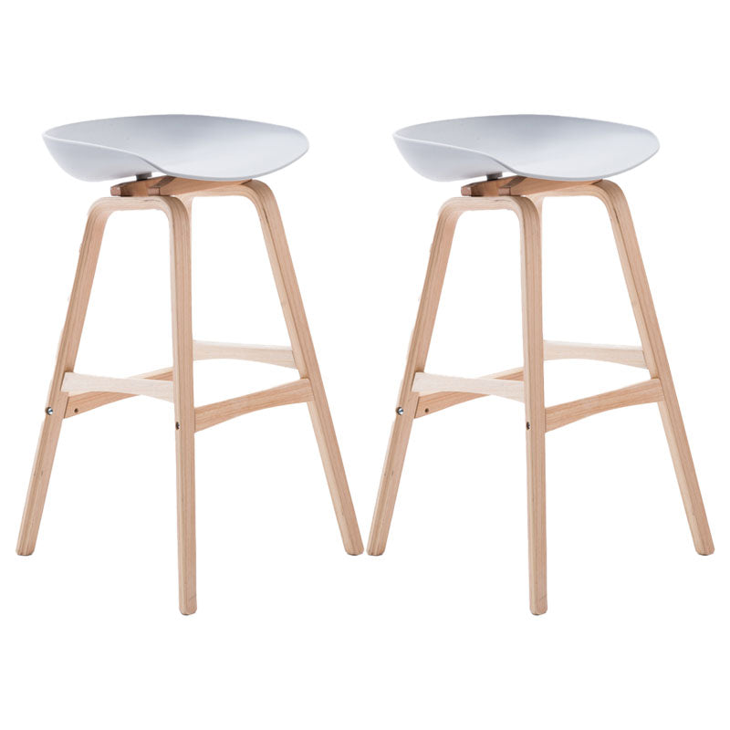 Nordic Wood Low Back Barstool Simple Indoor Tall Stool with Bucket Seat Light Gray 2 Piece Set Clearhalo 'Bar Furniture' 'Bar Stools' 'bar_stools' 'furn' 'furn_bar_stools' 'furniture_bar_stools' 'Kitchen & Dining Furniture' 'kitchen&dining_furn' 'kitchen' 'kitchen_furn' Furniture' 4611962