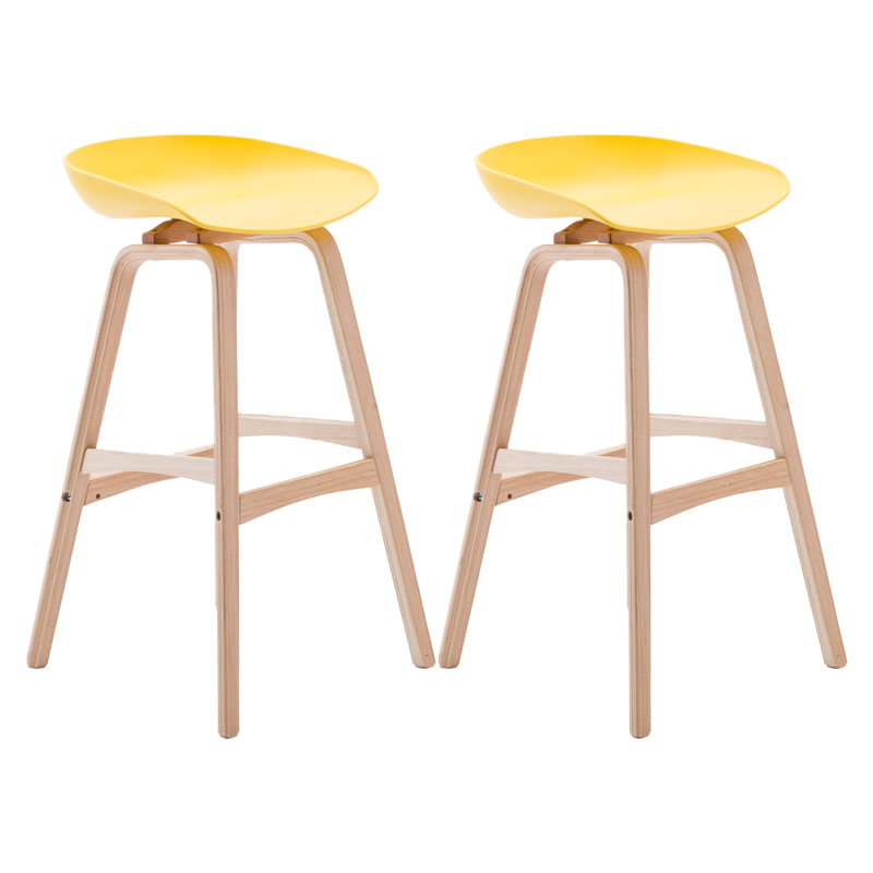 Nordic Wood Low Back Barstool Simple Indoor Tall Stool with Bucket Seat Yellow 2 Piece Set Clearhalo 'Bar Furniture' 'Bar Stools' 'bar_stools' 'furn' 'furn_bar_stools' 'furniture_bar_stools' 'Kitchen & Dining Furniture' 'kitchen&dining_furn' 'kitchen' 'kitchen_furn' Furniture' 4611963