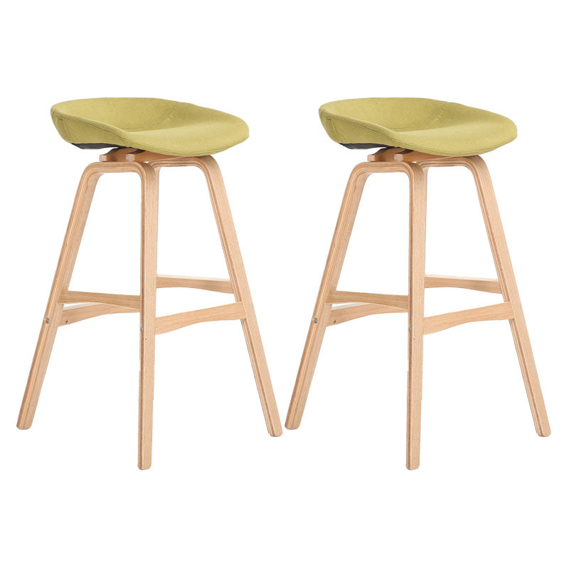 Nordic Wood Low Back Barstool Simple Indoor Tall Stool with Bucket Seat Green 2 Piece Set Clearhalo 'Bar Furniture' 'Bar Stools' 'bar_stools' 'furn' 'furn_bar_stools' 'furniture_bar_stools' 'Kitchen & Dining Furniture' 'kitchen&dining_furn' 'kitchen' 'kitchen_furn' Furniture' 4611964