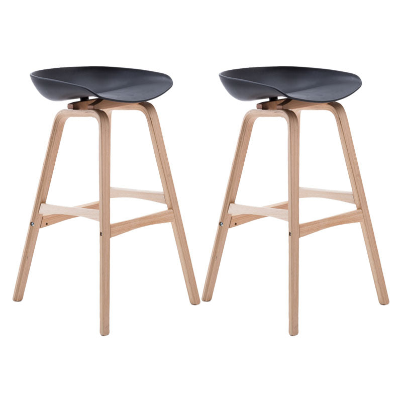 Nordic Wood Low Back Barstool Simple Indoor Tall Stool with Bucket Seat Black 2 Piece Set Clearhalo 'Bar Furniture' 'Bar Stools' 'bar_stools' 'furn' 'furn_bar_stools' 'furniture_bar_stools' 'Kitchen & Dining Furniture' 'kitchen&dining_furn' 'kitchen' 'kitchen_furn' Furniture' 4611965