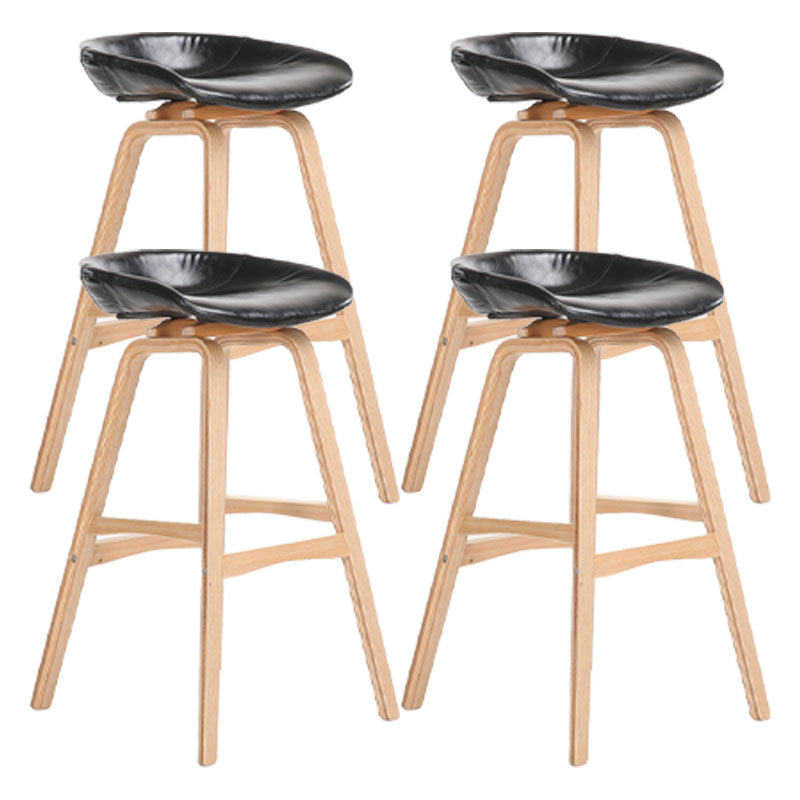 Nordic Wood Low Back Barstool Simple Indoor Tall Stool with Bucket Seat Textured Black 4 Piece Set Clearhalo 'Bar Furniture' 'Bar Stools' 'bar_stools' 'furn' 'furn_bar_stools' 'furniture_bar_stools' 'Kitchen & Dining Furniture' 'kitchen&dining_furn' 'kitchen' 'kitchen_furn' Furniture' 4611967