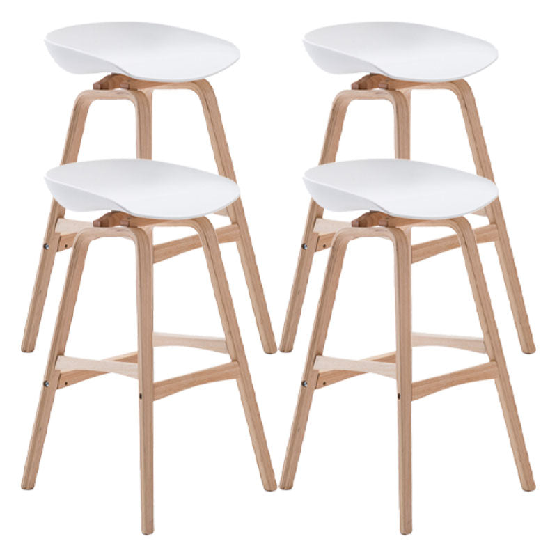 Nordic Wood Low Back Barstool Simple Indoor Tall Stool with Bucket Seat White 4 Piece Set Clearhalo 'Bar Furniture' 'Bar Stools' 'bar_stools' 'furn' 'furn_bar_stools' 'furniture_bar_stools' 'Kitchen & Dining Furniture' 'kitchen&dining_furn' 'kitchen' 'kitchen_furn' Furniture' 4611968