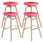 Nordic Wood Low Back Barstool Simple Indoor Tall Stool with Bucket Seat Red 4 Piece Set Clearhalo 'Bar Furniture' 'Bar Stools' 'bar_stools' 'furn' 'furn_bar_stools' 'furniture_bar_stools' 'Kitchen & Dining Furniture' 'kitchen&dining_furn' 'kitchen' 'kitchen_furn' Furniture' 4611969
