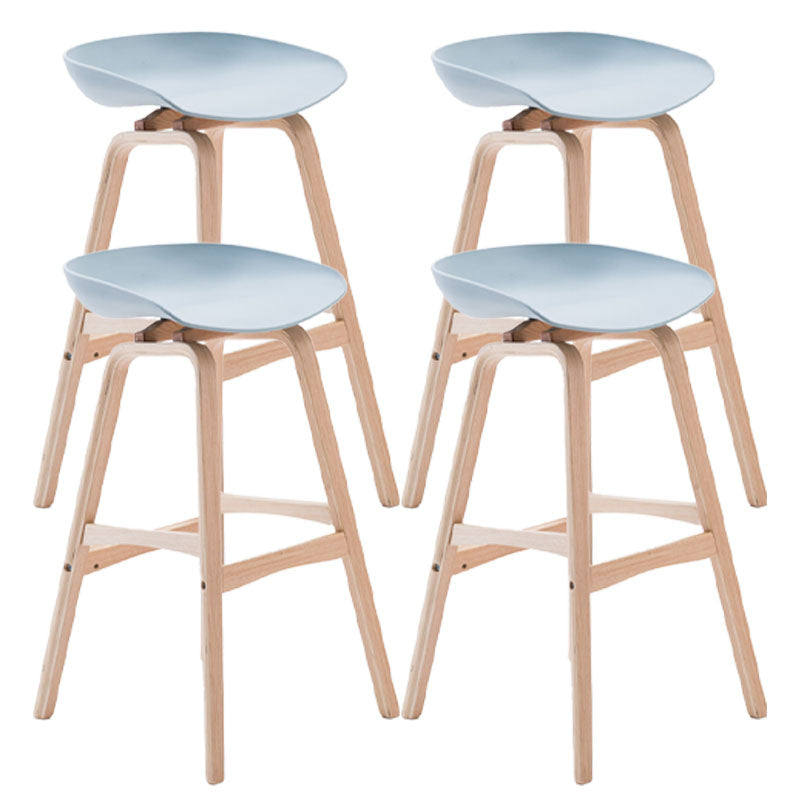 Nordic Wood Low Back Barstool Simple Indoor Tall Stool with Bucket Seat Pewter 4 Piece Set Clearhalo 'Bar Furniture' 'Bar Stools' 'bar_stools' 'furn' 'furn_bar_stools' 'furniture_bar_stools' 'Kitchen & Dining Furniture' 'kitchen&dining_furn' 'kitchen' 'kitchen_furn' Furniture' 4611972