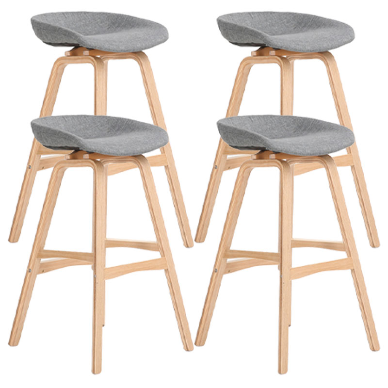 Nordic Wood Low Back Barstool Simple Indoor Tall Stool with Bucket Seat Grey 4 Piece Set Clearhalo 'Bar Furniture' 'Bar Stools' 'bar_stools' 'furn' 'furn_bar_stools' 'furniture_bar_stools' 'Kitchen & Dining Furniture' 'kitchen&dining_furn' 'kitchen' 'kitchen_furn' Furniture' 4611973