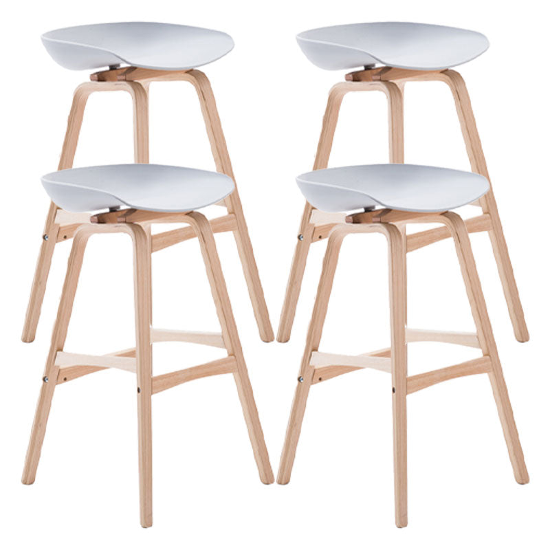 Nordic Wood Low Back Barstool Simple Indoor Tall Stool with Bucket Seat Light Gray 4 Piece Set Clearhalo 'Bar Furniture' 'Bar Stools' 'bar_stools' 'furn' 'furn_bar_stools' 'furniture_bar_stools' 'Kitchen & Dining Furniture' 'kitchen&dining_furn' 'kitchen' 'kitchen_furn' Furniture' 4611974