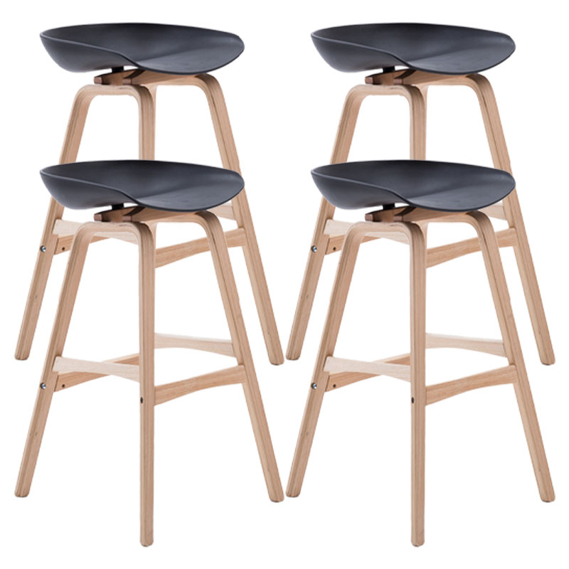 Nordic Wood Low Back Barstool Simple Indoor Tall Stool with Bucket Seat Black 4 Piece Set Clearhalo 'Bar Furniture' 'Bar Stools' 'bar_stools' 'furn' 'furn_bar_stools' 'furniture_bar_stools' 'Kitchen & Dining Furniture' 'kitchen&dining_furn' 'kitchen' 'kitchen_furn' Furniture' 4611977