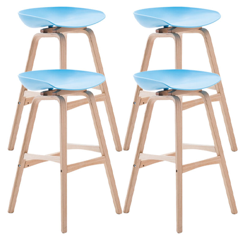 Nordic Wood Low Back Barstool Simple Indoor Tall Stool with Bucket Seat Sky Blue 4 Piece Set Clearhalo 'Bar Furniture' 'Bar Stools' 'bar_stools' 'furn' 'furn_bar_stools' 'furniture_bar_stools' 'Kitchen & Dining Furniture' 'kitchen&dining_furn' 'kitchen' 'kitchen_furn' Furniture' 4611978