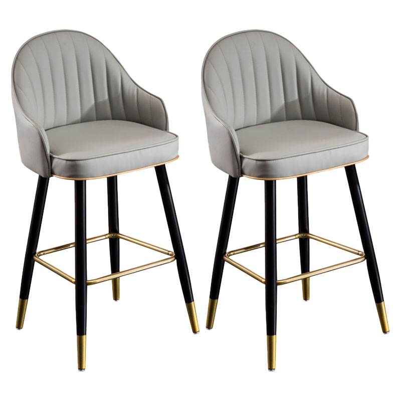 Scandinavian Leather Counter Stools Metal Black Bar Stools with Footrest Grey 2 Piece Set Clearhalo 'Bar Furniture' 'Bar Stools' 'bar_stools' 'furn' 'furn_bar_stools' 'furniture_bar_stools' 'Kitchen & Dining Furniture' 'kitchen&dining_furn' 'kitchen' 'kitchen_furn' Furniture' 4611994