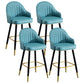 Scandinavian Leather Counter Stools Metal Black Bar Stools with Footrest Blue 4 Piece Set Clearhalo 'Bar Furniture' 'Bar Stools' 'bar_stools' 'furn' 'furn_bar_stools' 'furniture_bar_stools' 'Kitchen & Dining Furniture' 'kitchen&dining_furn' 'kitchen' 'kitchen_furn' Furniture' 4611995