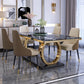 Modern 1/4/5/6/7 Pieces Black Dining Table Set with Marble Top Rectangle Dinette Set 6 Pieces: Table, 5 Chairs Clearhalo 'Dining Room Sets' 'Dining Tables & Seating' 'dining_room_set' 'furn' 'furn_dining_room_set' 'Furniture' 'furniture_dining_room_set' 'Kitchen & Dining Furniture' 'kitchen&dining_furn' 'kitchen' 4612007