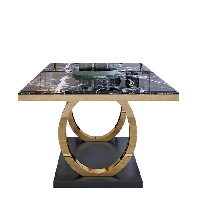 Modern 1/4/5/6/7 Pieces Black Dining Table Set with Marble Top Rectangle Dinette Set Clearhalo 'Dining Room Sets' 'Dining Tables & Seating' 'dining_room_set' 'furn' 'furn_dining_room_set' 'Furniture' 'furniture_dining_room_set' 'Kitchen & Dining Furniture' 'kitchen&dining_furn' 'kitchen' 4612009
