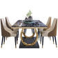 Modern 1/4/5/6/7 Pieces Black Dining Table Set with Marble Top Rectangle Dinette Set 5 Pieces: Table, 4 Chairs Clearhalo 'Dining Room Sets' 'Dining Tables & Seating' 'dining_room_set' 'furn' 'furn_dining_room_set' 'Furniture' 'furniture_dining_room_set' 'Kitchen & Dining Furniture' 'kitchen&dining_furn' 'kitchen' 4612014