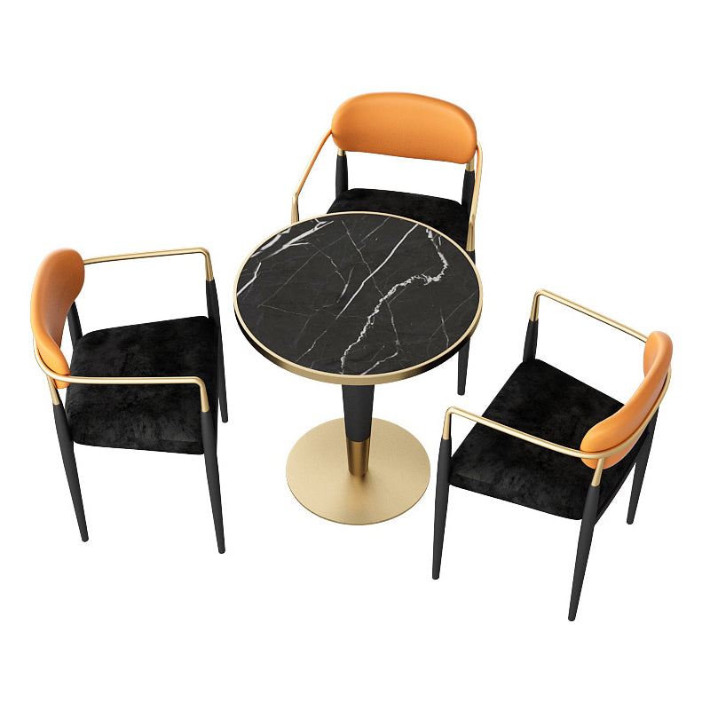 Glam Style 1/2/3/4/5 Pieces Dining Set Black-gold Table Dining Set for Living Room 4 Pieces: Table, 3 Chairs Clearhalo 'Dining Room Sets' 'Dining Tables & Seating' 'dining_room_set' 'Furniture' 'furniture_dining_room_set' 'Kitchen & Dining Furniture' 'kitchen&dining_furn' 'kitchen' 4612024