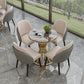 Glam Style 1/2/3/4/5 Pieces Dining Set Stone Top Table Dining Furniture 5 Pieces: Grey Table, 4 Beige Chairs Clearhalo 'Dining Room Sets' 'Dining Tables & Seating' 'dining_room_set' 'furn' 'furn_dining_room_set' 'Furniture' 'furniture_dining_room_set' 'Kitchen & Dining Furniture' 'kitchen&dining_furn' 'kitchen' 4612035