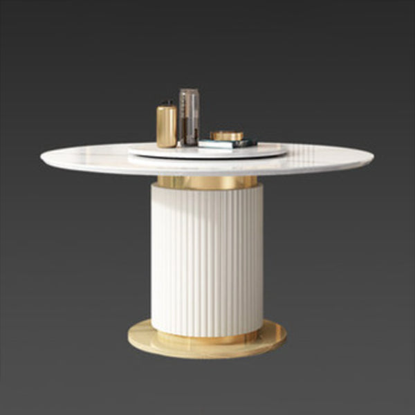 Glam 1/3/4/5/7/9 Pieces Round Dining Table Set with Sintered Stone Top Turntable Furniture Clearhalo 'Dining Room Sets' 'Dining Tables & Seating' 'dining_room_set' 'furn' 'furn_dining_room_set' 'Furniture' 'furniture_dining_room_set' 'Kitchen & Dining Furniture' 'kitchen&dining_furn' 'kitchen' 4612063