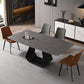 Modern 1/3/4/5/7 Pieces Grey Dining Table Set with Sintered Stone Top Steel Dinette Set 5 Pieces: Table, 2 Brown+2 Grey-Black Chairs Clearhalo 'Dining Room Sets' 'Dining Tables & Seating' 'dining_room_set' 'furn' 'furn_dining_room_set' 'Furniture' 'furniture_dining_room_set' 'Kitchen & Dining Furniture' 'kitchen&dining_furn' 'kitchen' 4612069