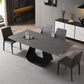 Modern 1/3/4/5/7 Pieces Grey Dining Table Set with Sintered Stone Top Steel Dinette Set 5 Pieces: Table, 4 Black Chairs Clearhalo 'Dining Room Sets' 'Dining Tables & Seating' 'dining_room_set' 'furn' 'furn_dining_room_set' 'Furniture' 'furniture_dining_room_set' 'Kitchen & Dining Furniture' 'kitchen&dining_furn' 'kitchen' 4612075
