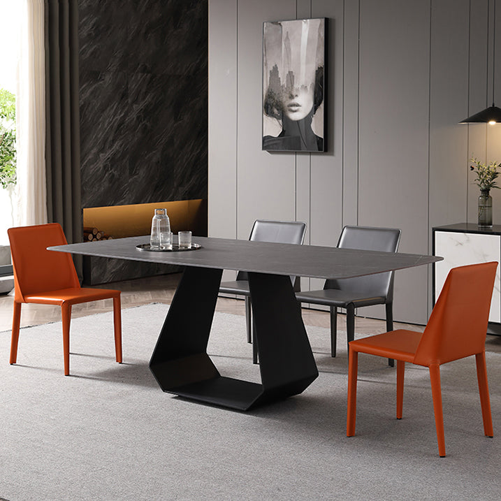 Modern 1/3/4/5/7 Pieces Grey Dining Table Set with Sintered Stone Top Steel Dinette Set Clearhalo 'Dining Room Sets' 'Dining Tables & Seating' 'dining_room_set' 'furn' 'furn_dining_room_set' 'Furniture' 'furniture_dining_room_set' 'Kitchen & Dining Furniture' 'kitchen&dining_furn' 'kitchen' 4612082