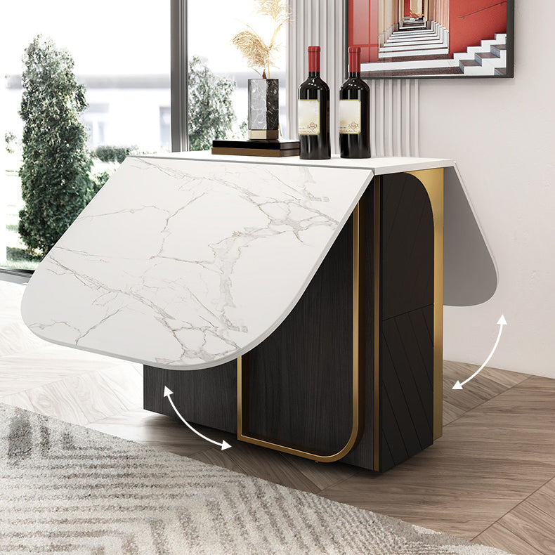 Modern 1/2/3/4/5 Pieces Rectangle Dining Table Set with Stone Top Foldable Dinette Set Clearhalo 'Dining Room Sets' 'Dining Tables & Seating' 'dining_room_set' 'furn' 'furn_dining_room_set' 'Furniture' 'furniture_dining_room_set' 'Kitchen & Dining Furniture' 'kitchen&dining_furn' 'kitchen' 4612104