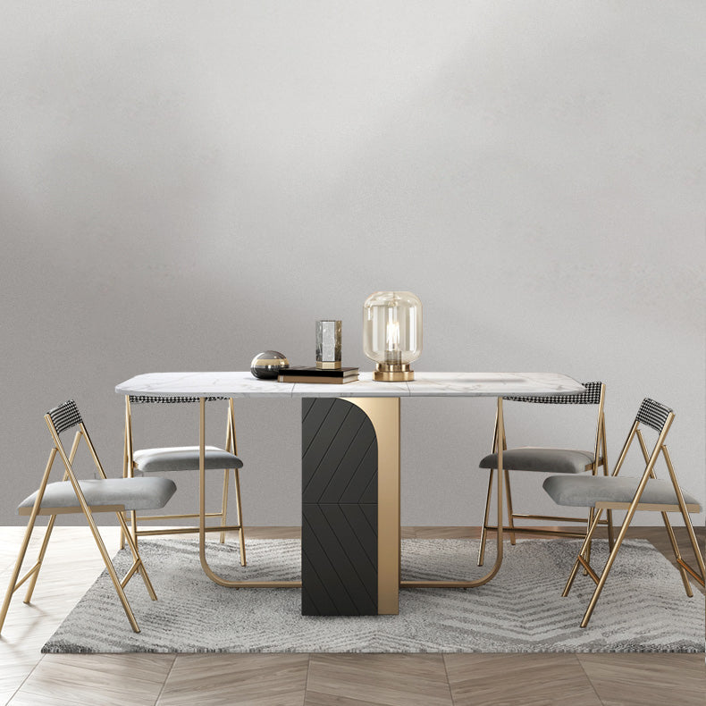 Modern 1/2/3/4/5 Pieces Rectangle Dining Table Set with Stone Top Foldable Dinette Set Clearhalo 'Dining Room Sets' 'Dining Tables & Seating' 'dining_room_set' 'furn' 'furn_dining_room_set' 'Furniture' 'furniture_dining_room_set' 'Kitchen & Dining Furniture' 'kitchen&dining_furn' 'kitchen' 4612106