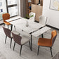 Modern 1/4/5/7 Pieces Rectangle Dining Table Set with Stone Top White Scalable Dinette Set 7 Pieces: Table, 4 White+2 Orange-Grey Chairs Clearhalo 'Dining Room Sets' 'Dining Tables & Seating' 'dining_room_set' 'furn' 'furn_dining_room_set' 'Furniture' 'furniture_dining_room_set' 'Kitchen & Dining Furniture' 'kitchen&dining_furn' 'kitchen' 4612111