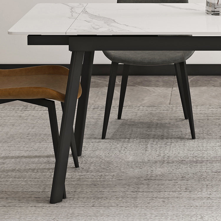 Modern 1/4/5/7 Pieces Rectangle Dining Table Set with Stone Top White Scalable Dinette Set Clearhalo 'Dining Room Sets' 'Dining Tables & Seating' 'dining_room_set' 'furn' 'furn_dining_room_set' 'Furniture' 'furniture_dining_room_set' 'Kitchen & Dining Furniture' 'kitchen&dining_furn' 'kitchen' 4612118