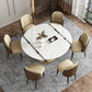 Glam 1/4/5/6/7/9 Pieces White Dining Table Set with Stone Top Round Scalable Dinette Set Clearhalo 'Dining Room Sets' 'Dining Tables & Seating' 'dining_room_set' 'furn' 'furn_dining_room_set' 'Furniture' 'furniture_dining_room_set' 'Kitchen & Dining Furniture' 'kitchen&dining_furn' 'kitchen' 4612141