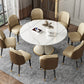 Glam 1/4/5/6/7/9 Pieces White Dining Table Set with Stone Top Round Scalable Dinette Set 9 Pieces: Table, 8 Chairs Clearhalo 'Dining Room Sets' 'Dining Tables & Seating' 'dining_room_set' 'furn' 'furn_dining_room_set' 'Furniture' 'furniture_dining_room_set' 'Kitchen & Dining Furniture' 'kitchen&dining_furn' 'kitchen' 4612145