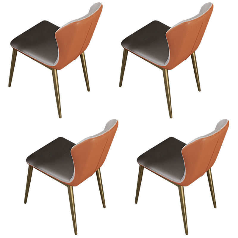 1/4/7 Pieces Stainless Steel Dining Table Set with Stone Top Glam Scalable Dinette Set 4 Orange-Grey Chairs Clearhalo 'Dining Room Sets' 'Dining Tables & Seating' 'dining_room_set' 'furn' 'furn_dining_room_set' 'Furniture' 'furniture_dining_room_set' 'Kitchen & Dining Furniture' 'kitchen&dining_furn' 'kitchen' 4612153