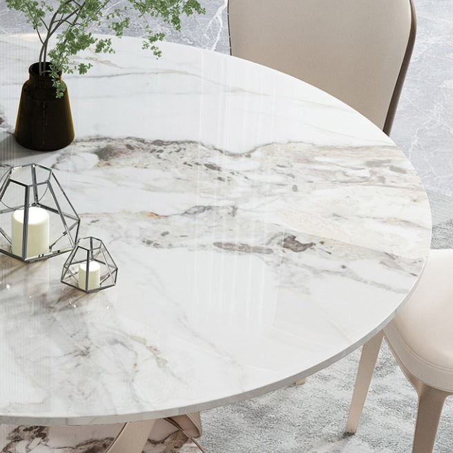 1/4/5/7 Pieces Stainless Steel Dining Table Set with Sintered Stone Top Modern Dinette Set Clearhalo 'Dining Room Sets' 'Dining Tables & Seating' 'dining_room_set' 'furn' 'furn_dining_room_set' 'Furniture' 'furniture_dining_room_set' 'Kitchen & Dining Furniture' 'kitchen&dining_furn' 'kitchen' 4612168