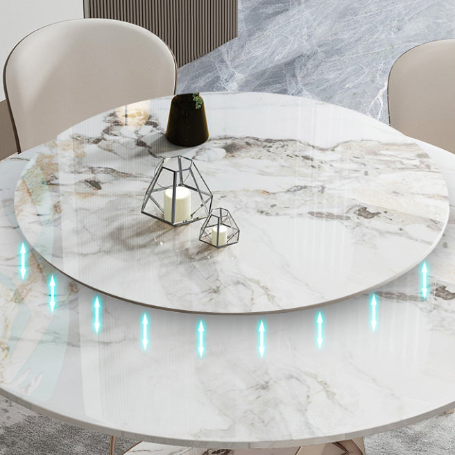 1/4/5/7 Pieces Stainless Steel Dining Table Set with Sintered Stone Top Modern Dinette Set Clearhalo 'Dining Room Sets' 'Dining Tables & Seating' 'dining_room_set' 'furn' 'furn_dining_room_set' 'Furniture' 'furniture_dining_room_set' 'Kitchen & Dining Furniture' 'kitchen&dining_furn' 'kitchen' 4612171