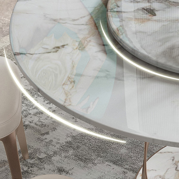 1/4/5/7 Pieces Stainless Steel Dining Table Set with Sintered Stone Top Modern Dinette Set Clearhalo 'Dining Room Sets' 'Dining Tables & Seating' 'dining_room_set' 'furn' 'furn_dining_room_set' 'Furniture' 'furniture_dining_room_set' 'Kitchen & Dining Furniture' 'kitchen&dining_furn' 'kitchen' 4612172