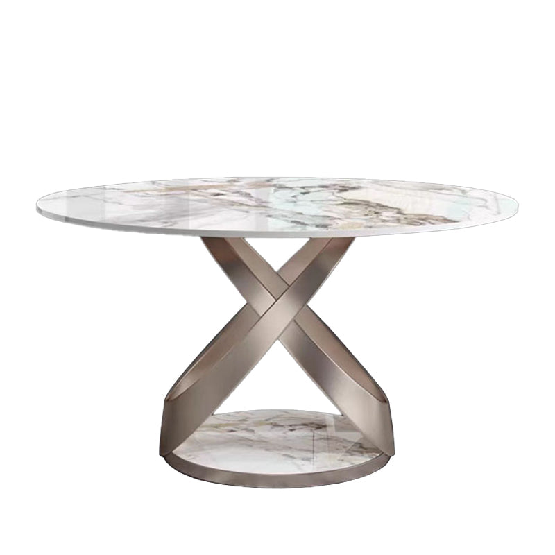 1/4/5/7 Pieces Stainless Steel Dining Table Set with Sintered Stone Top Modern Dinette Set Clearhalo 'Dining Room Sets' 'Dining Tables & Seating' 'dining_room_set' 'furn' 'furn_dining_room_set' 'Furniture' 'furniture_dining_room_set' 'Kitchen & Dining Furniture' 'kitchen&dining_furn' 'kitchen' 4612173