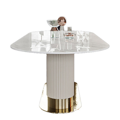 1/4/5/7 Pieces Luxury Dining Set Sintered Stone Top Dining Table with Leather Chairs White 70.9"L x 35.4"W Clearhalo 'Dining Room Sets' 'Dining Tables & Seating' 'dining_room_set' 'furn' 'furn_dining_room_set' 'Furniture' 'furniture_dining_room_set' 'Kitchen & Dining Furniture' 'kitchen&dining_furn' 'kitchen' 4612218