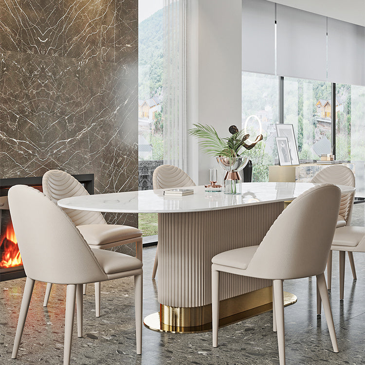 1/4/5/7 Pieces Luxury Dining Set Sintered Stone Top Dining Table with Leather Chairs Clearhalo 'Dining Room Sets' 'Dining Tables & Seating' 'dining_room_set' 'furn' 'furn_dining_room_set' 'Furniture' 'furniture_dining_room_set' 'Kitchen & Dining Furniture' 'kitchen&dining_furn' 'kitchen' 4612221