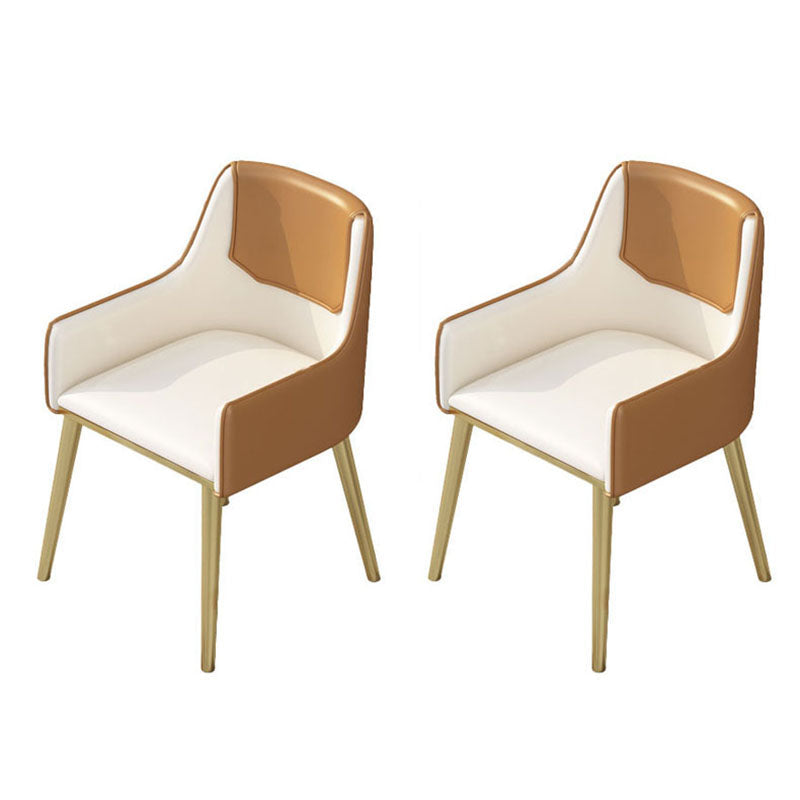 Luxury 1/2/5 Pieces Dining Set Sintered Stone Top Dining Table with Leather Chairs 2 Orange Chairs Clearhalo 'Dining Room Sets' 'Dining Tables & Seating' 'dining_room_set' 'furn' 'furn_dining_room_set' 'Furniture' 'furniture_dining_room_set' 'Kitchen & Dining Furniture' 'kitchen&dining_furn' 'kitchen' 4612232