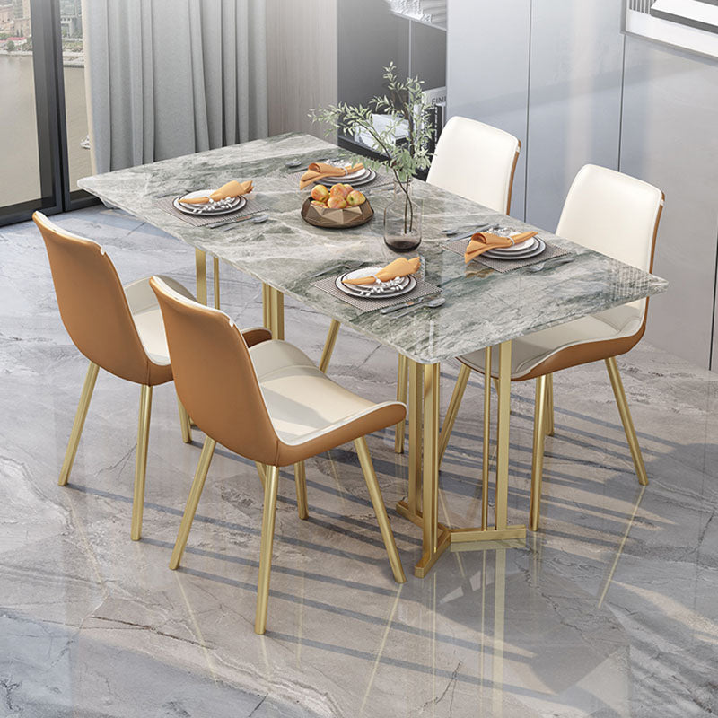 Luxury 1/2/5 Pieces Dining Set Sintered Stone Top Dining Table with Leather Chairs Clearhalo 'Dining Room Sets' 'Dining Tables & Seating' 'dining_room_set' 'furn' 'furn_dining_room_set' 'Furniture' 'furniture_dining_room_set' 'Kitchen & Dining Furniture' 'kitchen&dining_furn' 'kitchen' 4612242