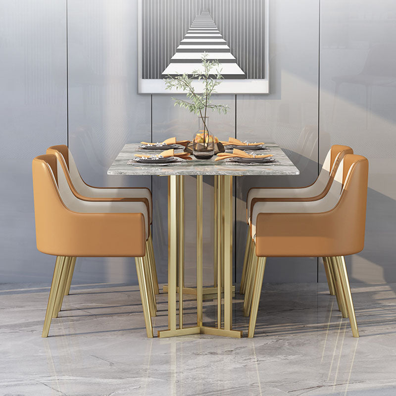 Luxury 1/2/5 Pieces Dining Set Sintered Stone Top Dining Table with Leather Chairs Clearhalo 'Dining Room Sets' 'Dining Tables & Seating' 'dining_room_set' 'furn' 'furn_dining_room_set' 'Furniture' 'furniture_dining_room_set' 'Kitchen & Dining Furniture' 'kitchen&dining_furn' 'kitchen' 4612243