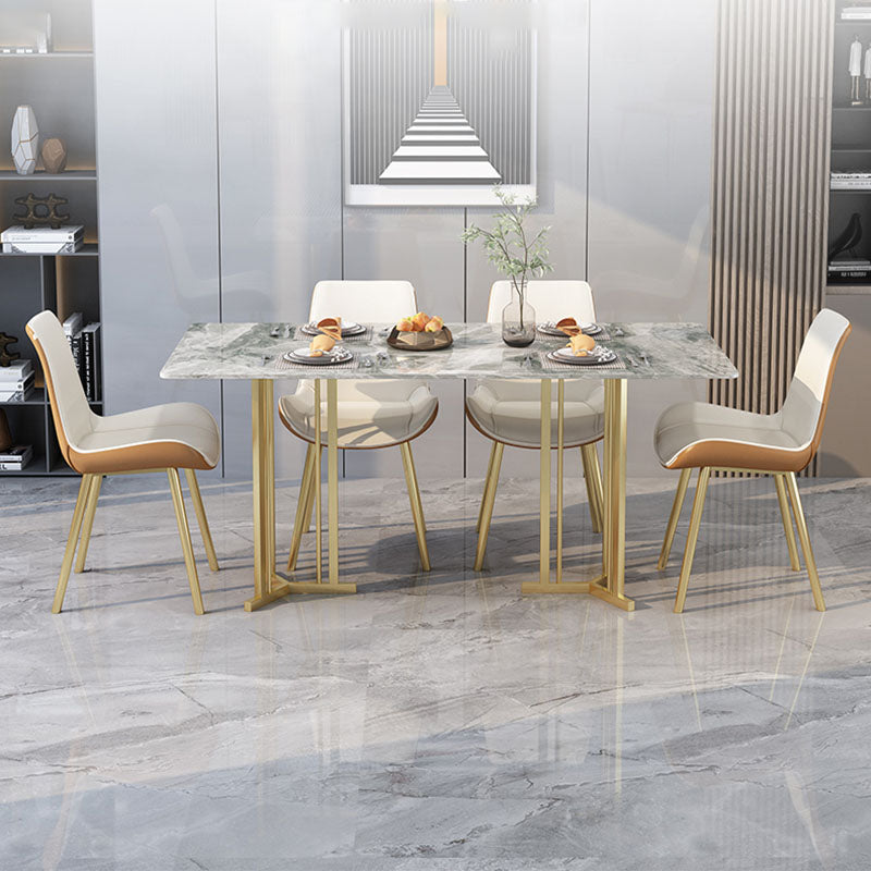 Luxury 1/2/5 Pieces Dining Set Sintered Stone Top Dining Table with Leather Chairs Clearhalo 'Dining Room Sets' 'Dining Tables & Seating' 'dining_room_set' 'furn' 'furn_dining_room_set' 'Furniture' 'furniture_dining_room_set' 'Kitchen & Dining Furniture' 'kitchen&dining_furn' 'kitchen' 4612244