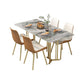 Luxury 1/2/5 Pieces Dining Set Sintered Stone Top Dining Table with Leather Chairs 5 Pieces: Table, 4 White Chairs Clearhalo 'Dining Room Sets' 'Dining Tables & Seating' 'dining_room_set' 'furn' 'furn_dining_room_set' 'Furniture' 'furniture_dining_room_set' 'Kitchen & Dining Furniture' 'kitchen&dining_furn' 'kitchen' 4612245