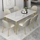 Nordic 1/5/6/7 Pieces Dining Set Sintered Stone Dining Table with Leather Chairs 7 Pieces: Table, 6 White Chairs Clearhalo 'Dining Room Sets' 'Dining Tables & Seating' 'dining_room_set' 'furn' 'furn_dining_room_set' 'Furniture' 'furniture_dining_room_set' 'Kitchen & Dining Furniture' 'kitchen&dining_furn' 'kitchen' 4612253