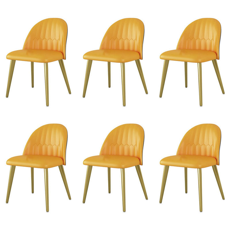 Nordic 1/5/6/7 Pieces Dining Set Sintered Stone Dining Table with Leather Chairs 6 Orange Chairs Clearhalo 'Dining Room Sets' 'Dining Tables & Seating' 'dining_room_set' 'furn' 'furn_dining_room_set' 'Furniture' 'furniture_dining_room_set' 'Kitchen & Dining Furniture' 'kitchen&dining_furn' 'kitchen' 4612254